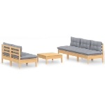 Set Divani da Giardino 6 pz con Cuscini Grigi Massello di Pino