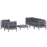 Set Divani da Giardino 6 pz con Cuscini Antracite Legno di Pino