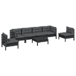 Set Salotto da Giardino 7pz con Cuscini Legno Massello di Pino