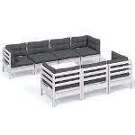 Set Salotto da Giardino con Cuscini 8 pz Legno Massello di Pino