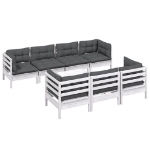 Set Salotto da Giardino con Cuscini 8 pz Legno Massello di Pino