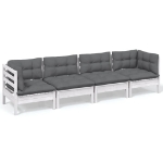 Set Salotto da Giardino 4 pz con Cuscini Legno Massello di Pino
