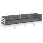 Set Salotto da Giardino 4 pz con Cuscini Legno Massello di Pino