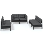 Set Salotto da Giardino 6 pz con Cuscini Legno Massello di Pino
