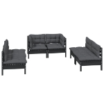 Set Salotto da Giardino 6 pz con Cuscini Legno Massello di Pino