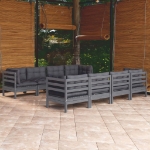 Set Salotto Giardino con Cuscini 9 pz in Legno Massello di Pino