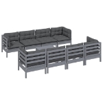 Set Salotto Giardino con Cuscini 9 pz in Legno Massello di Pino