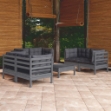 Set Salotto da Giardino 7pz con Cuscini Legno Massello di Pino