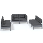 Set Salotto da Giardino 6 pz con Cuscini Legno Massello di Pino