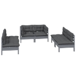 Set Salotto da Giardino 6 pz con Cuscini Legno Massello di Pino