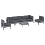 Set Salotto da Giardino 7pz con Cuscini Legno Massello di Pino