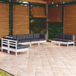 Set Salotto da Giardino con Cuscini 8 pz Legno Massello di Pino