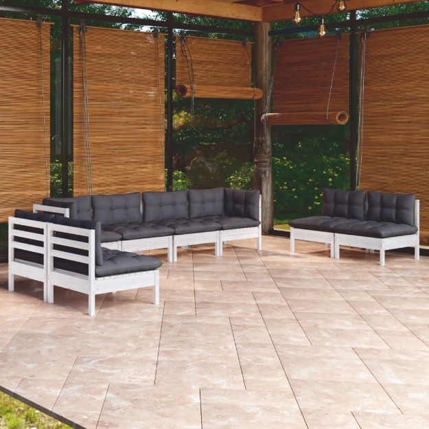 Set Salotto da Giardino con Cuscini 8 pz Legno Massello di Pino