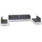 Set Salotto da Giardino con Cuscini 8 pz Legno Massello di Pino