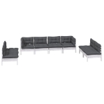 Set Salotto da Giardino con Cuscini 8 pz Legno Massello di Pino