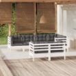 Set Divani da Giardino 7 pz con Cuscini Bianchi Legno di Pino