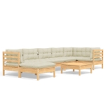 Set Divani da Giardino 8 pz con Cuscini Crema in Massello di Pino