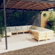 Set Divani da Giardino 11 pz con Cuscini Crema Massello di Pino