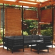 Set Divani da Giardino 7 pz con Cuscini Neri in Legno di Pino