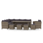 Set Divani da Giardino 7 pz con Cuscini in Polyrattan Grigio