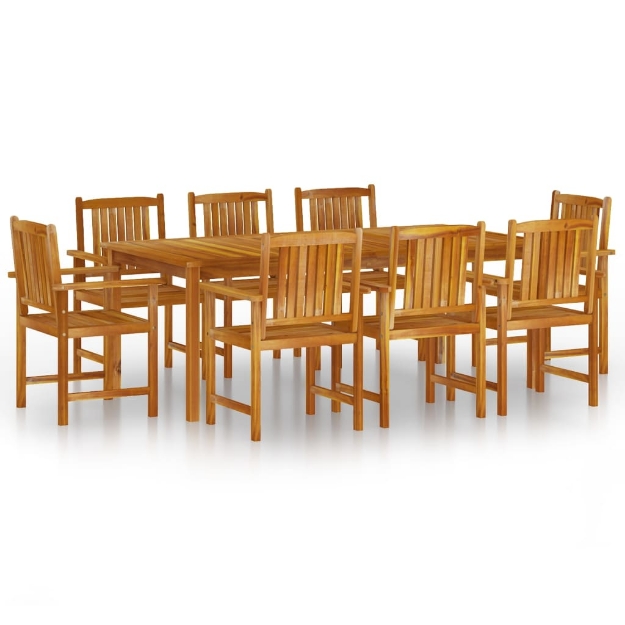 Set da Pranzo per Giardino 9 pz in Legno Massello di Acacia