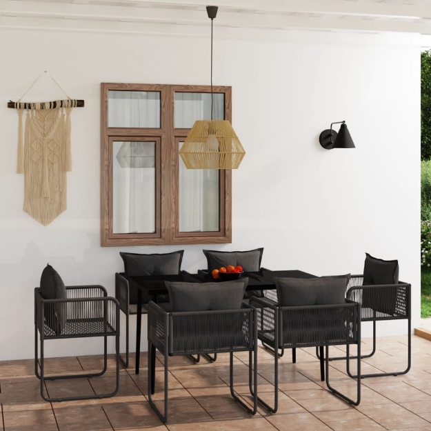 Set da Pranzo da Giardino 7 pz Nero