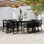 Set da Pranzo per Giardino 9 pz con Cuscini Nero