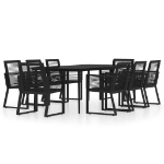 Set da Pranzo per Giardino 9 pz con Cuscini Nero