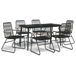 Set da Pranzo da Giardino 7 pz Nero in Rattan PVC