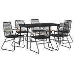 Set da Pranzo da Giardino 7 pz Nero in Rattan PVC