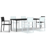 Set Mobili da Pranzo da Giardino 7 pz Bianco e Nero