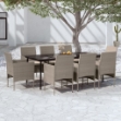 Set da Pranzo da Giardino con Cuscini 9 pz in Beige e Nero