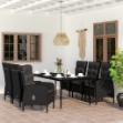 Set da Pranzo da Giardino 7 pz con Cuscini Nero