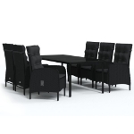 Set da Pranzo da Giardino 7 pz con Cuscini Nero