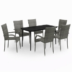Set da Pranzo da Giardino 7 pz Grigio e Nero