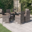 Set da Pranzo da Giardino 7 pz con Cuscini Grigio