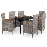 Set da Pranzo da Giardino 7 pz con Cuscini Grigio