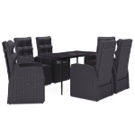 Set da Pranzo da Giardino 7 pz con Cuscini Nero