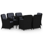 Set da Pranzo da Giardino 7 pz Nero