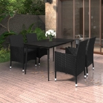 Set da Pranzo per Giardino 5 pz con Cuscini Polyrattan e Vetro