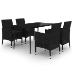 Set da Pranzo per Giardino 5 pz con Cuscini Polyrattan e Vetro