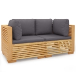 Divani Angolari da Giardino con Cuscini 2pz Legno Massello Teak