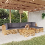 Set Divani da Giardino 6 pz con Cuscini Legno Massello di Teak
