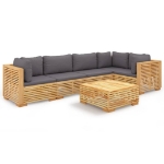 Set Divani da Giardino 6 pz con Cuscini Legno Massello di Teak