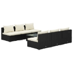 Set Divani da Giardino 7 pz con Cuscini in Polyrattan Nero