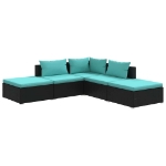 Set Divani da Giardino 5 pz con Cuscini in Polyrattan Nero