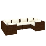 Set Divani da Giardino 6 pz con Cuscini in Polyrattan Marrone