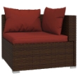 Set Divani da Giardino 7 pz con Cuscini in Polyrattan Marrone