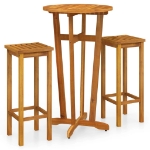 Set da Bar da Giardino 3 pz in Legno Massello di Acacia