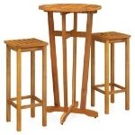 Set da Bar da Giardino 3 pz in Legno Massello di Acacia